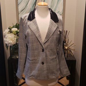 NWT Plaid Blazer with Velvet Detail